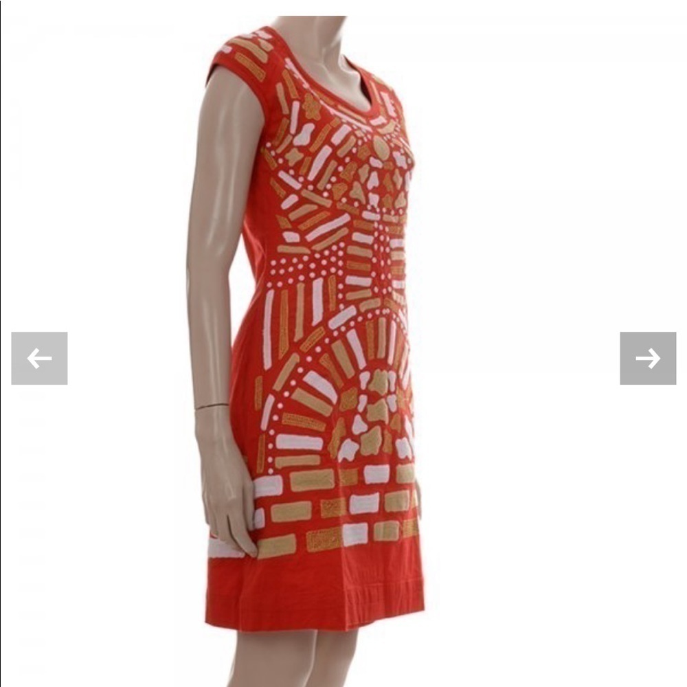 ALMATRICHI European fully embroidered red sleeveless sheath dress from Spain, 6﻿ - Picture 3 of 13